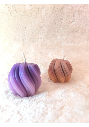 Dalga Desenli Dekoratif Mum, Renk Geçişli, Kahverengi Ve Tonları Kahverengi