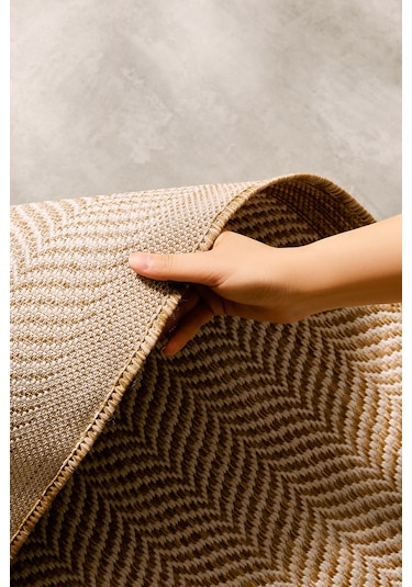 Ocean Home Textile Leke Tutmaz İç Dış Mekan Bej Renk Balıksırtı Paspas 60 X 90 Cm