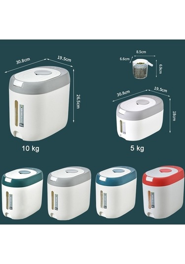 Pazly Pp Malzemeyle Mutfak Mühürlü Nem Toz Geçirmez Pirinç Kovası, 360 Derece Mühür, Böcek İzolasyonu, 10kg/5kg Boyutlarıyla Depolama 3 Izgara