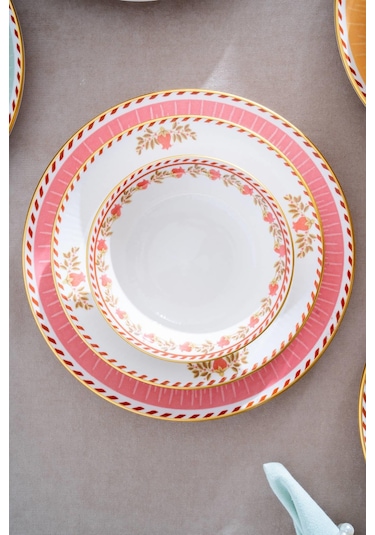 Mia 6 Kişilik 30 Parça Porselen Yemek Takımı Renkli