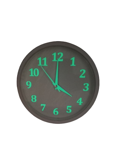Fosforlu Gece Parlayan Beyaz Salon Mutfak Ofis Duvar Saati 22 Cm Beyaz