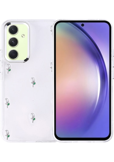 Galaxy A54 Kılıf Airbag Tasarımlı Simli Şeffaf Zore Kutup Kapak Lale