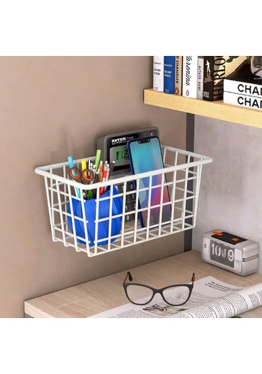 Teltree Duvarlı Demir Depolama Sepeti - Duvar Takımı Banyo Mutfak Organizer - Deliksiz Kurulum Sıfır Boşluk Tasarımı Siyah Diğer