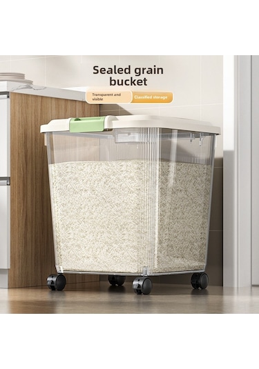 Ranyeek Gıda Kalitesi Pp Plastiği Muhafaza Kabı - Nem Ve Haşere Engeli - Büyük Kapasite 10 Kg - Mutfak Tahıl Saklama - Ölçü Kasesi İçerir Beyaz Diğer