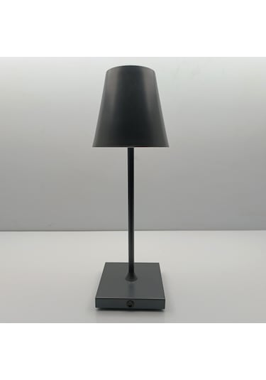 Konik Şapka Metal Şarjlı Masa Lambası Antrasit