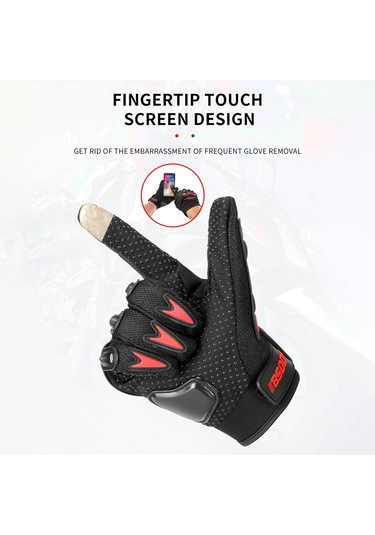 Folinda Bsddp Rh-a0136 Motosiklet Eldiveni, Tam Parmak Dokunmatik Ekran, Çarpma Koruma, Kayma Önleyici, Soku Emici, Siyah 2xl