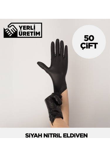 Çok Amaçlı Siyah Nitril Eldiven 50 Çift
