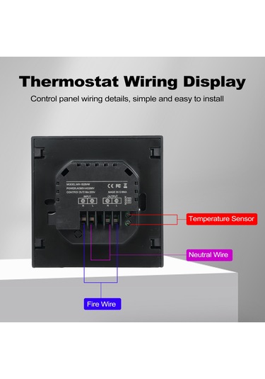 Monyee Siyah Wifi Akıllı Termostat, Led Dokunmatik Ekranlı, 16a, Ev Isı Kontrolü, 85-250v, Uzak Kumanda, Mh-1828aw