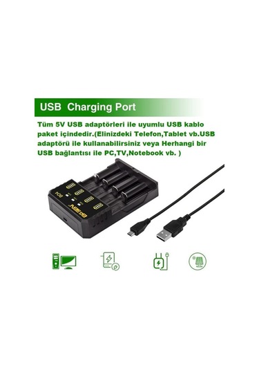 Sertec Basen Bo-4 Pro 18650 3.7V 4'Lü Pil Şarj Aleti