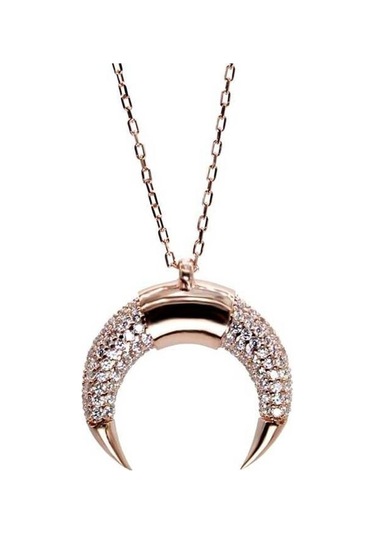 Zirkon Taşlı Hilal Kadın 925 Ayar Gümüş Kolye-2171