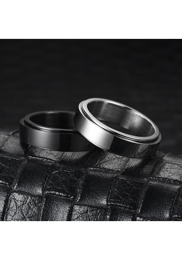 Gümüş Dönen Dinamik Titanyum Çelik Yüzük Yüzük Kadın Minimalist Yüzük Yüzük 10 Gümüş