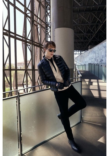 Su Geçirmez Regular Fit Erkek Şişme Suni Deri Mont Siyah 4528 Siyah