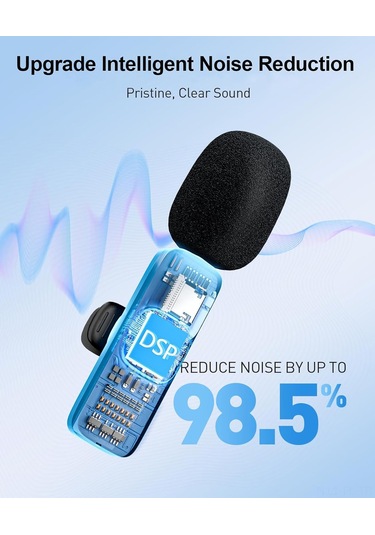 Lemestar K15 Kablosuz Lavalye Mikrofonu - 3.5mm+android+ios Uyumlu, 2'li Paket, Gerçek Zamanlı İzleme, Akıllı Gürültü Azaltma, Çoklu Cihaz Desteği