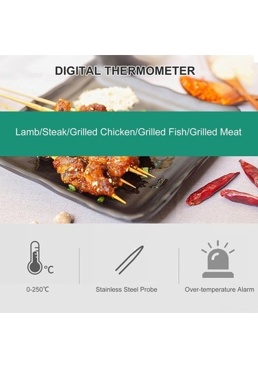 Pazly Yüksek Hassasiyetli Dijital Lcd Beyaz Paslanmaz Çelik Et Ve Sıvı Termometre Beyaz