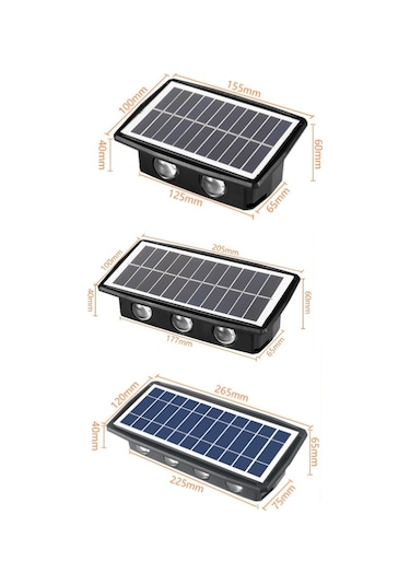 Cbtx Bahçe Aydınlatma 4led Solar Duvar Lambası Dış Mekan Suya Dayanıklı Yukarı Ve Aşağı Çift Başlı Spot Sarı Işık