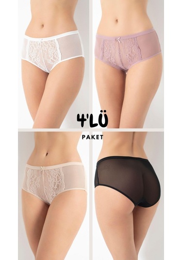 Kadın Dantelli 4'lü Paket Külot Asorti-1 C5t0n5o408 001