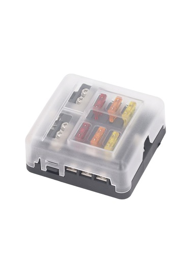 Moveevo 6 Yollu Ato/atc Bıçak Sigorta Kutusu - 12-24v Dc, Led Gösterge, Su Geçirmez Kapak, Otomobil Ve Gemi İçin, 20a Her Devre, Pbt Vücut 100