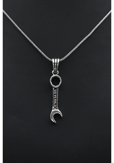 Ingiliz Anahtarı Tasarımlı Gümüş Kolye Zincir 925 Ayar