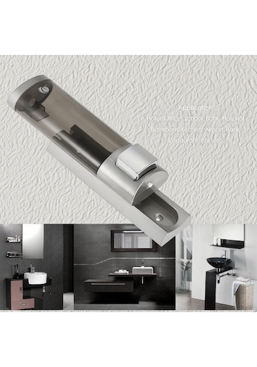 Vkemall Duvar Tipi Tek Başlı El Sabunu Dağıtıcısı - Manuel Tuşlu, 200ml, Gümüş Renk, Delme/yapıştırma Montajı, Şeffaf Gövde, Ev/ofis/banyo Kullanıma Uygun Gümüş