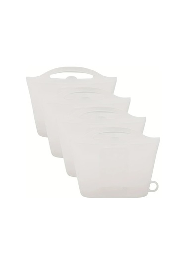 Brightnova 4 Adet Sızdırmaz Silikon Saklama Kabı Renkli Kapaklı 1200ml Bpa İçermez Transparent White 40 58oz Bulaşık Makinesinde Kullanılabilir -