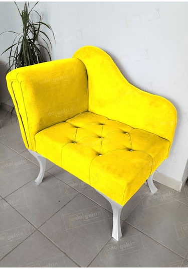 Yeni Model Ters Kol Tekli Köşe Koltuğu Josefin Bench Beyaz Ayak Pembe