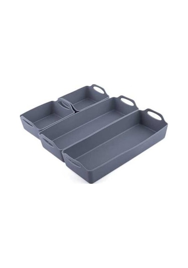 Besthome1 4'lü Gri Silikon Fırın Bölücü Seti - Dayanıklı, Anti Yapışkan, Farklı Malzemeler İçin Gri Gri