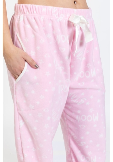 Kadın Polar Kışlık Eşofman Alt Waynap Polar Alt- Pudra