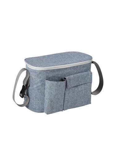 Hangfox Denim Mavi Bebek Arabası Organizerı - Su Geçirmez Isı Yalıtımlı Çift Cep, Alüminyum Folyo Döşeme, Ayırt Edilebilir Askı, 31x16x20cm Mavi