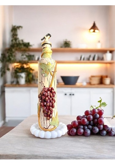 500 Ml Kil Kabartma Uygulama Akdeniz Ve Ege Dokunuşu El Yapımı Zeytinyağı & Üzüm Sirke Şişeleri, Yağ Bordo