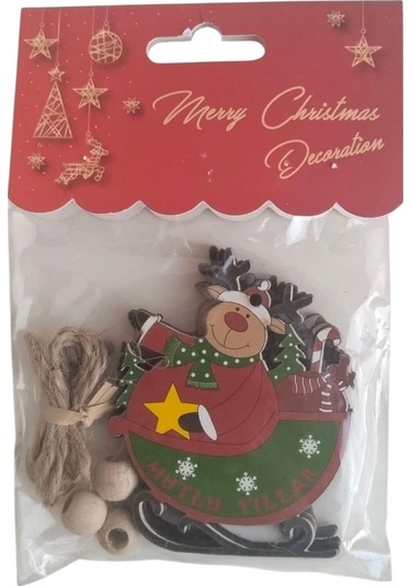 Yılbaşı Ağaç Süsü Ahşap Mdf 3lü Paket