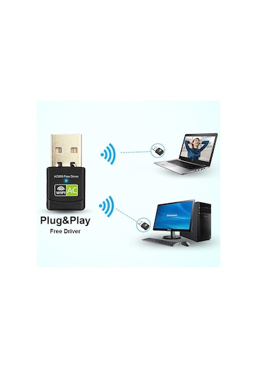 Ally Çift Bant 600 Mbps 2.4 - 5 GHz USB Kablosuz Wi-Fi Adaptör
