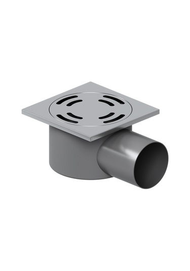 Aqua Bagno Basic 1.0 Yer Sifonu 10x10 Cm. Metal Paslanmaz Kapaklı-304 ,50 Lık, Yandan Çıkış