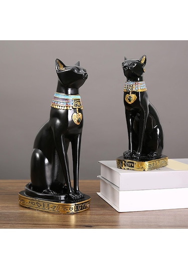 Suntek Magideal Kedi Tanrıça Bastet Heykeli Hayvan Siyah 9 x 12 x 23.5 CM