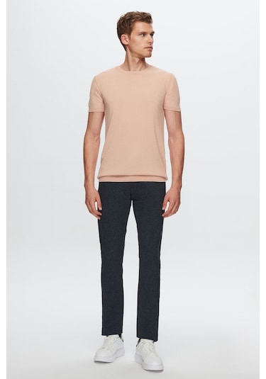 D's Damat Slim Fit Pudra Düz Örgü Rayon Örme T-Shirt 0Ef069421003M Pudra