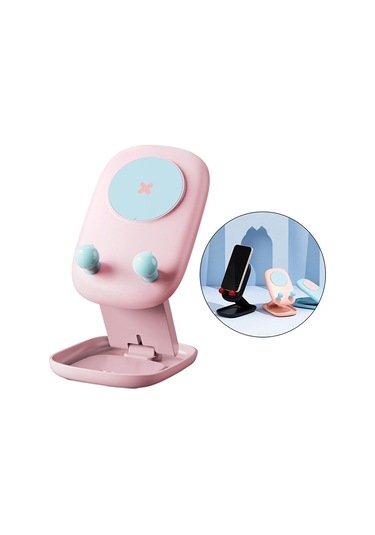 Cep Telefonu Tutucu Hafif Masa Seyahat Tablet Ekran Standı Cradle Dock Pembe
