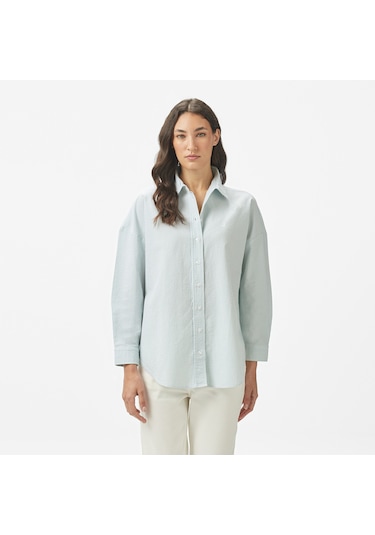 Nautica Kadın Yeşil Regular Fit Çizgili Gömlek Çizgili 55w057t Yeşil