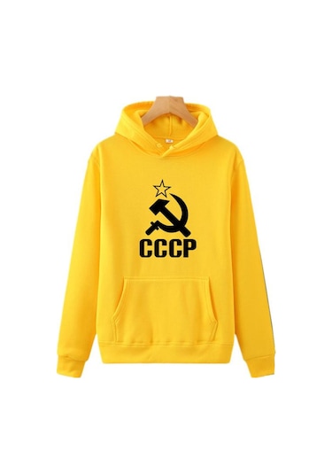 Sarı Erkekler Kapüşonlular Turuncu Pembe Mor Sonbahar Yeni Cccp Mektup Baskı Rahat Tişörtü Erkek/kadın Kapüşonlular Tişörtü Sarı