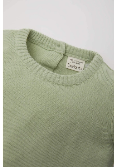 Defacto Kız Bebek Mint Bisiklet Yaka Basic Düz Triko Kazak X8187A224AUGN1123 Yeşil