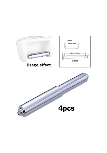 Suntek 4x Tuvalet Kağıdı Tutucu Yaylı Çubuklar Banyo Gümüş