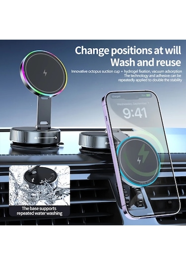 Willowhaven Siyah K3 Kablosuz Sarjli Gelistirilmis Vakumlu Manyetik Arac Telefon Tutucu Super Guclu Emisli Evrensel