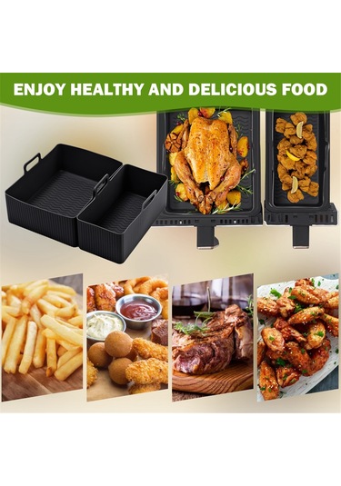 Xurunkeji Air Fryer Tepsisi Air Fryer Liner Sepeti Yeniden Kullanılabilir Fırın Tepsisi Yapışmaz Pizza Fırın Tepsisi B Gri