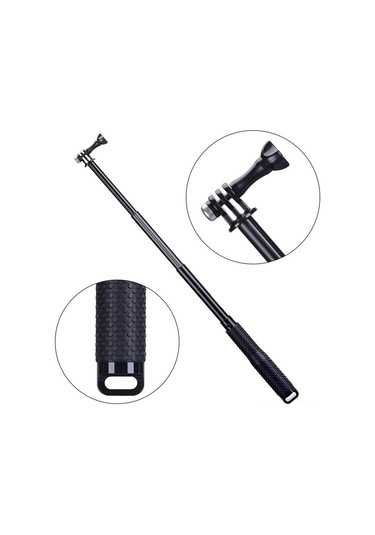 Dofolink Alüminyum 19 İnçli Gopro Üç Yönlü Akıllı Telefon Stabu Spor Kamera Dalış Çubuğu Mavi Siyah