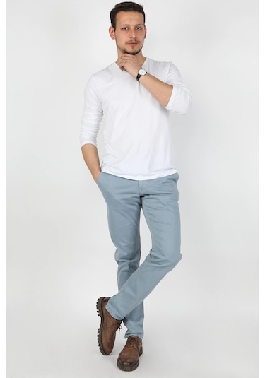Erkek Fleto Cep Gabardin Pantolon Mavi