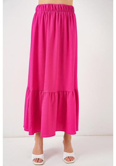 1886 Uzun Örme Etek - Koyu Pembe Koyu Pembe