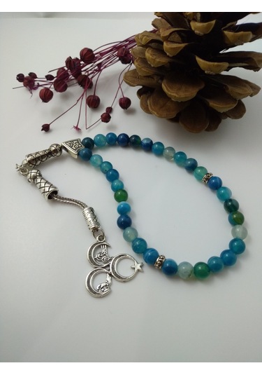 Mavi Akik Taşı Tespih / Doğaltaş Tespih 6 Mm