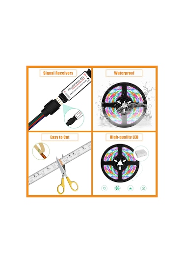 Dianziye 4m Rgb Su Geçirmez Led Işık Şeridi - 16 Renkli Kumanda Kontrollü Dinamik Modlar İle İç/dis Bahar Dekorasyon Aleti