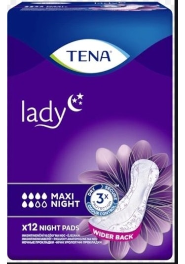 Tena Lady Maxi Night 6 Damla Kadın Gece Mesane Pedi 12'li