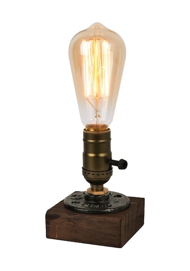 Reedark E27 Ampulü Hariç Retro Endüstriyel Ahşap Masa Lambası - Elden Yapımı Dekoratif 40w Led Uyumlu Oturma Odası/ofis Işığı Şeffaf