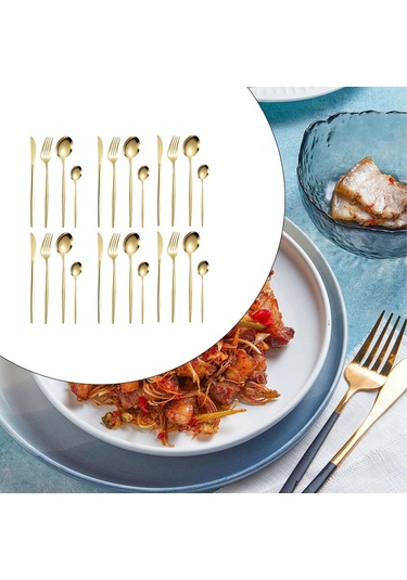 Suntek Mutfak Çatal Bıçak Takımı Çok Altın-24-adet