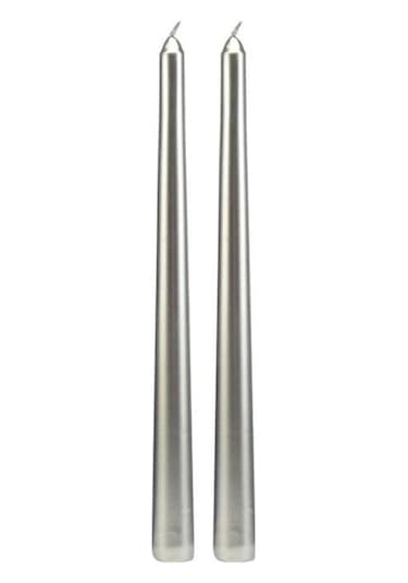 10 Pcs Chrıstmas Candle Metallıc Brıght Silver Candlestıck 10 Adet Gümüş Şamdan Mumu Yılbaşı Mumları Renkli